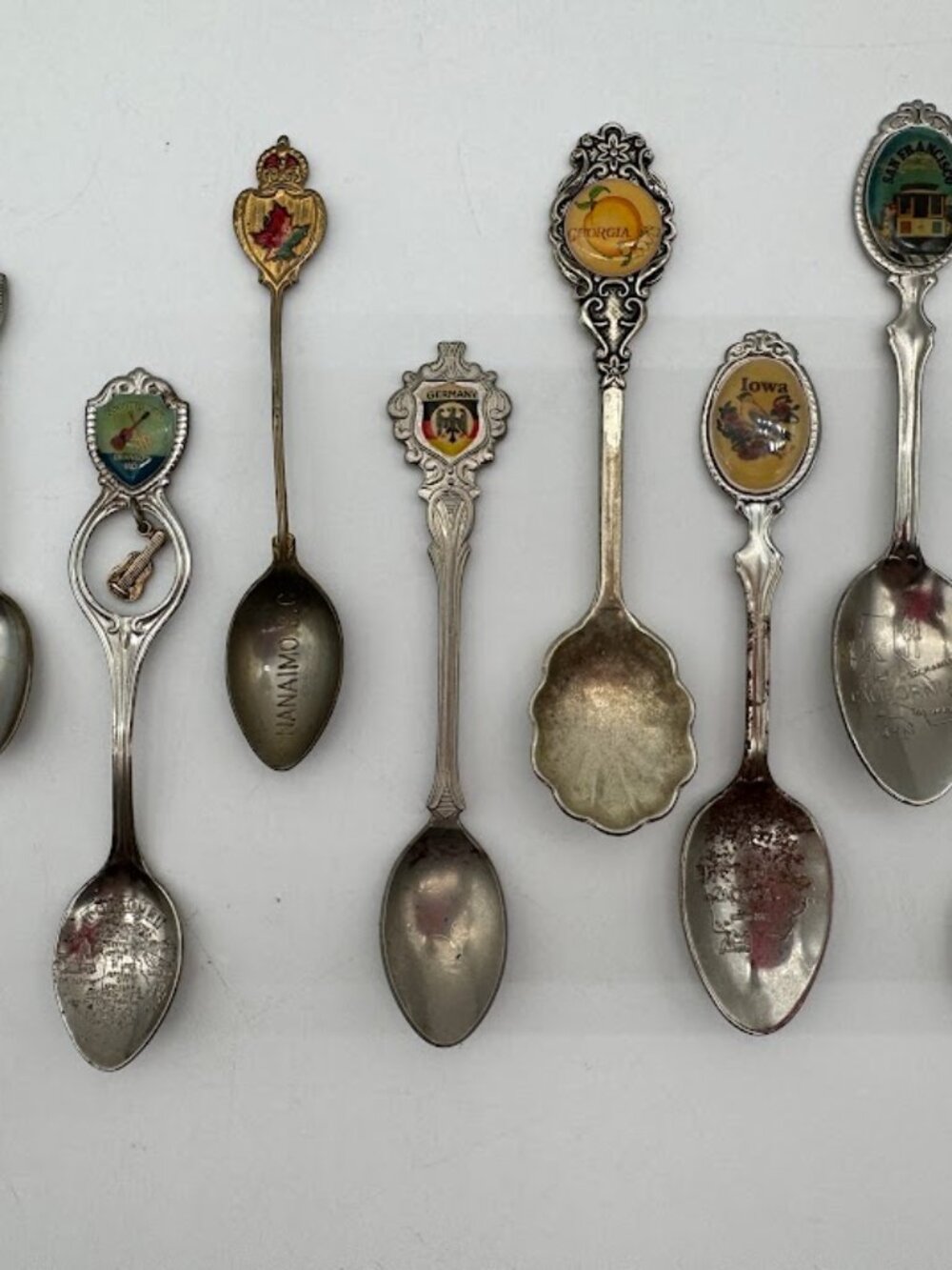 Vintage Retro Souvenir Spoon Lot of 9 Silverplate States Travel Collectible